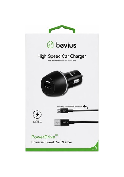 Micro Usb Siyah 12w Kablolu Araç Şarj Cihazı Bevius Bvs-au509 Stn