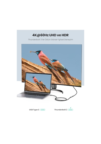 Ugreen Usb-c Erkek - Dişi Gen2 5a Örgülü Kablo 0.5 M, Siyah, 80810