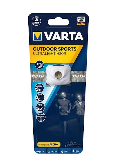 Varta Outdoor Sports Ultra Light H30 Şarjlı Kafa Feneri Beyaz