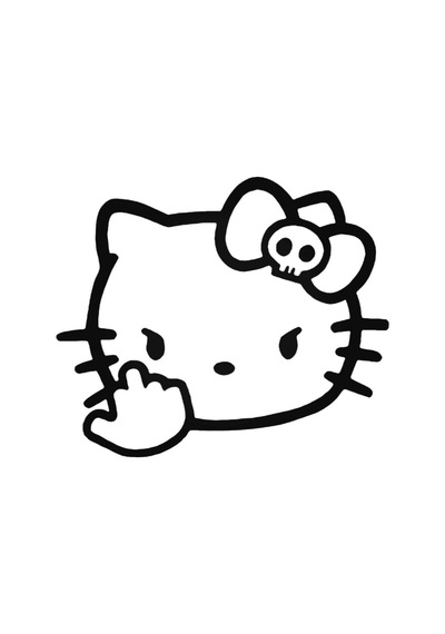 Hello Kitty Kötü Bakışlı Kedi Tasarım Sticker 20 Cm