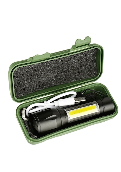 Su Geçirmez Şarjlı El Feneri 2500 Lumens + 5w Cob Led Usb Lion Şarjlı Ultra Güçlü Q5 Xpe Açık Altın