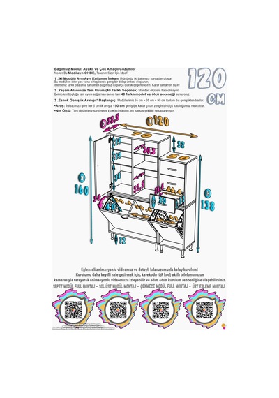 Kaya 120 Cm Modüler Banyo/mutfak Dolabı Kapaklı 3 Çekmece Sepetli Dolap - Beyaz 70+50 X160x32 Cm Kaya 120 Cm Modüler Banyo/mutfak Dolabı Kapaklı 3 Çekmece Sepetli Dolap - Beyaz 70+50 X160x32 Cm