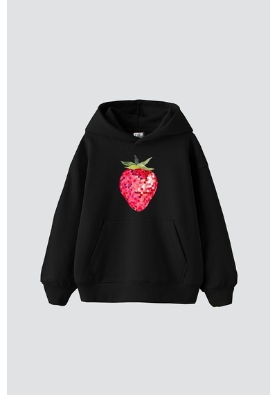 Tarzsokak Strawberry Disco Baskılı Oversize Unisex Siyah