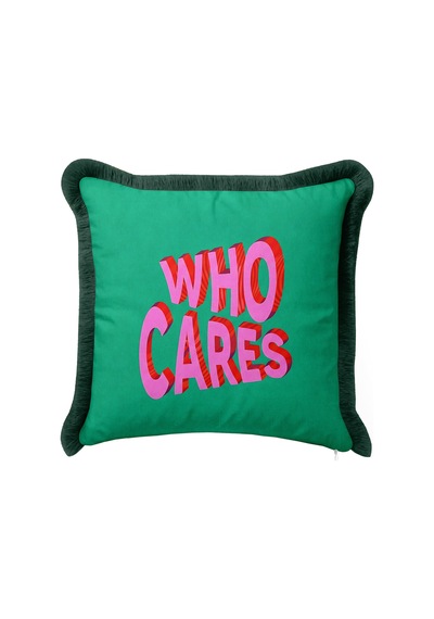 Who Cares Yazılı Pop Art Saçaklı Yastık Kılıfı - Slogan Temalı Yeşil Siyah Püsküllü Kırlent Kılıfı Serin Yörünge Aura Who Cares Yazılı Pop Art Saçaklı Yastık Kılıfı - Slogan Temalı Yeşil Siyah Püsküllü Kırlent Kılıfı Serin Yörünge Aura