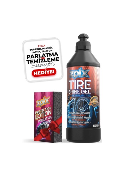 Zolx Lastik Parlatıcı Temizleyici Jel Lastik Temizleme Jeli 500ml + Sünger