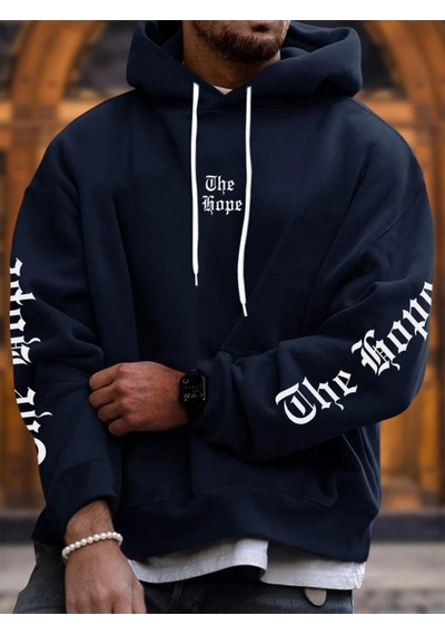Startmore Lacivert Unisex Kadın/erkek The Hope Renkli Baskılı Oversize Kapüşonlu