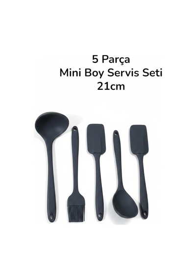 5 Parça Silikon Servis Takımı Küçük Boy 21 Cm Gri