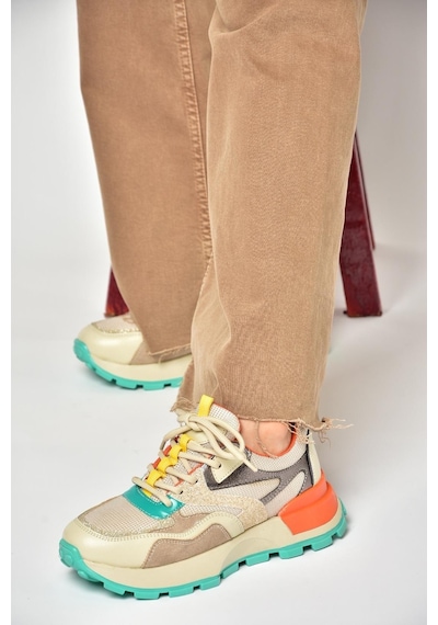 Fox Shoess312214109 Bej Kalın Tabanlı Spor Ayakkabı Sneakers Bej