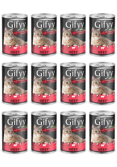 Gifyy 400 Gr Biftek Parçalı Kedi Yaş Mama 12 Adet