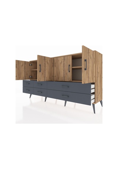 Hyperion Konsol 6 Raflı 6 Çekmeceli 4 Kapaklı 176x44x99 Çam-çam/a Çam-çam/antrasit Hyperion Konsol 6 Raflı 6 Çekmeceli 4 Kapaklı 176x44x99 Çam-çam/a Çam-çam/antrasit