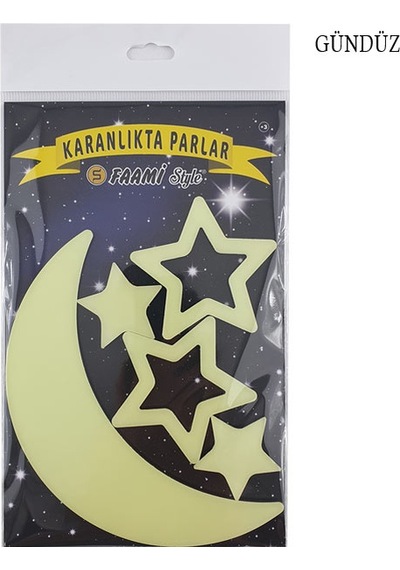 Fosforlu Ay & 4 Adet Yıldız ( Parlaması Garantili )