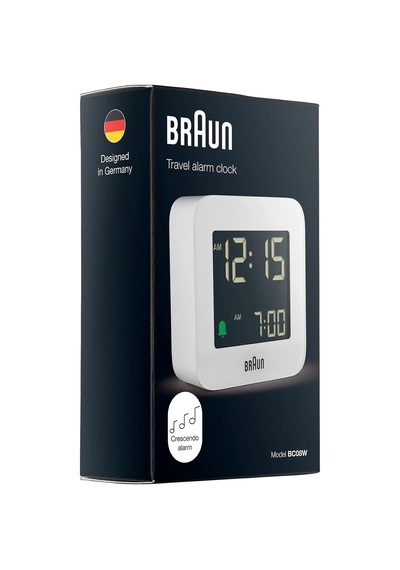 Bc08w Dijital Seyahat Çalar Saati, Beyaz, Erteleme, Kompakt Boyut, Negatif Lcd Ekran, Hızlı Ayarla, Artışlı Bip Al