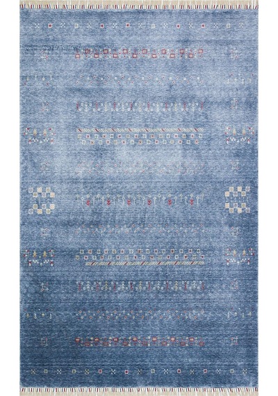 Hoom Rugs Nepal Zr 06 Bambu Viskon Mavi Modern Uşak Desenli Halı Mavi