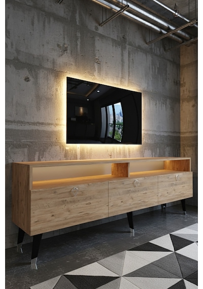 Resital Ledli Tv Sehpası - Led Işıklı - Silver Çam - Sl9017-6 Atlantikçam