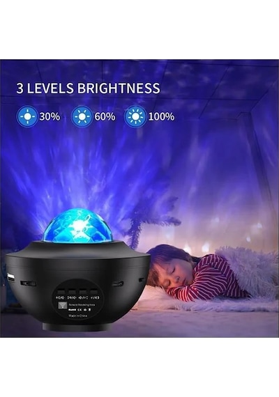 Starry Light Yıldızlı Atmosfer Gökyüzü Efekti Ay Ve Nebula Yansıtma Uzaktan Kumandalı Gece Lambası-379