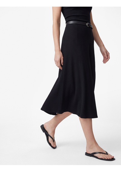 Koton Krep Kumaş Kemer Detaylı A Kesim Midi Etek Siyah 6sak70210pw