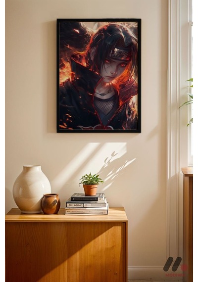 Naruto Itachi Anime Poster, Siyah Çerçeveli Duvar Tablosu - Anime Severlere Özel Hediye No:1074