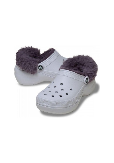 Crocs Classic Platform Fuzz Lined Clog Frosted Grape Terlik 212854-5bo Lila - Mor
