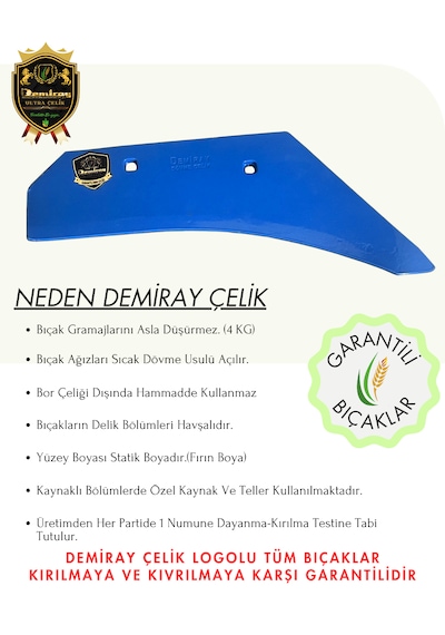 Demiray Çelik 8-9 Numara Pulluk Bıçağı - Ünlü Model 1 Adet