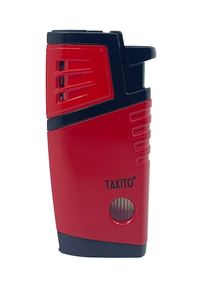 Takito Çift Torch Pürmüz Puro Çakmağı - Siyah/kırmızı Kırmızı