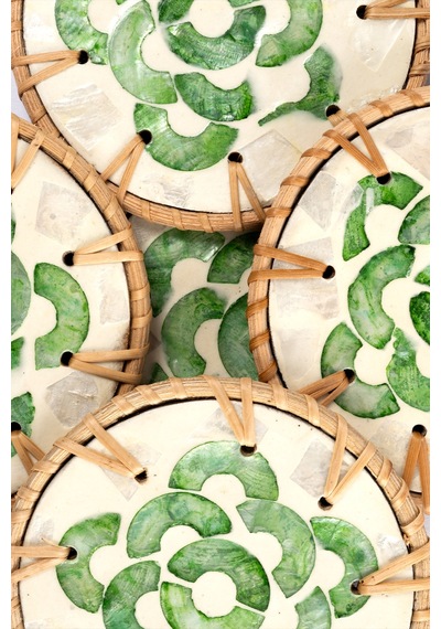 Meander Rattan 6'lı Sedefli Bardak Altlığı 8911 Naturel