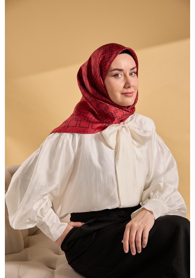 Silk Home Twill İpek Eşarp Zincir Kırmızı Çok Renkli