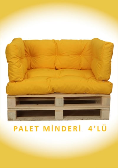 Dış Ve Iç Mekan Palet Bahçe Balkon Havuz Başı Yer Minderi Koltuk Minderi Takımı Sarı Model