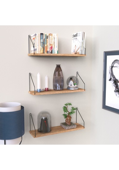Duvar Rafı Kitaplık Mutfak Banyo Yaşam Alanı 3 'lü Set 15 X 55 Cm . Çam