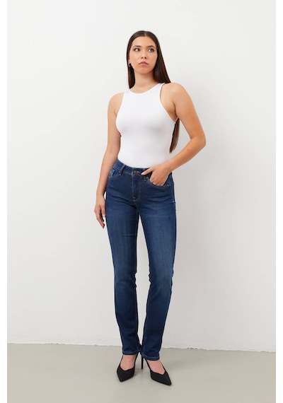 Kadın Likralı Straight Fit Jean Pantolon 001