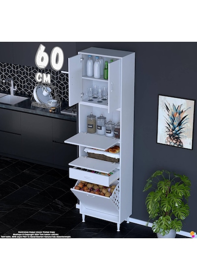 Modilayn Ece Çok Amaçlı Kiler Dolabı Kapaklı Çekmeceli Sepetli - Mutfak Ve Kahve Düzeni 60 Cm Beyaz Modilayn Ece Çok Amaçlı Kiler Dolabı Kapaklı Çekmeceli Sepetli - Mutfak Ve Kahve Düzeni 60 Cm Beyaz