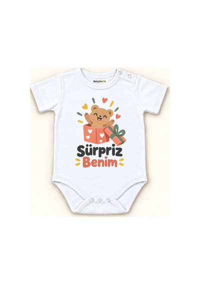 Babylimon Sürpriz Benim Beyaz Kısa Kollu Çıtçıtlı Bebek Zıbını Beyaz - Sürpriz Benim - 928161936 Beyaz - Sürpriz Benim