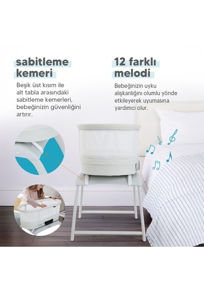 Huggy 4 İn 1 Cozy Terazi Özellikli Bluetooth Portatif Beşik Krem