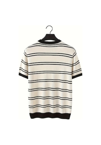 Tarz Cool Erkek Çizgi Detaylı Slim Fit Bisiklet Yaka Triko T-shirt Beyaz