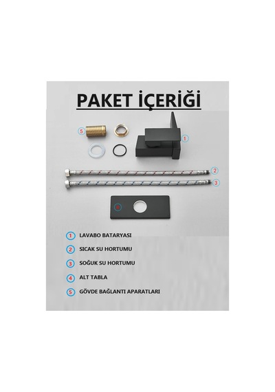Rena Design Dijital Sıcaklık Göstergeli Siyah Kare Lavabo Bataryası Musluğu Çiftgirişli Armatür Sayaç Ekranlı
