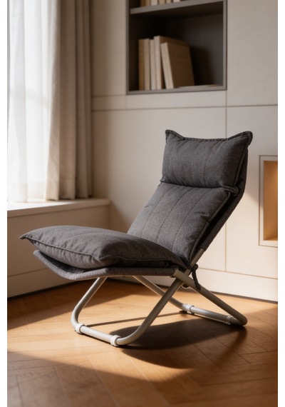 Lumis Garden Prestij Katlanabilir Lounge Koltuğu Çıkarılabilir & Yıkanabilir Kılıf, Modern Metal İskelet Antrasit