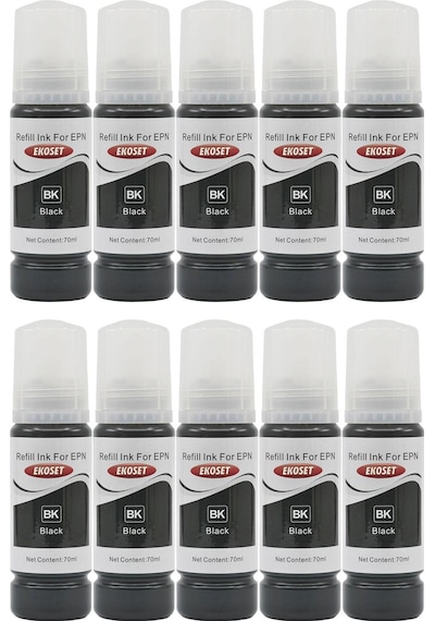 Ekoset Epson 103 L3250 L3251 Siyah Uyumlu Mürekkep 70 ML 10 Adet