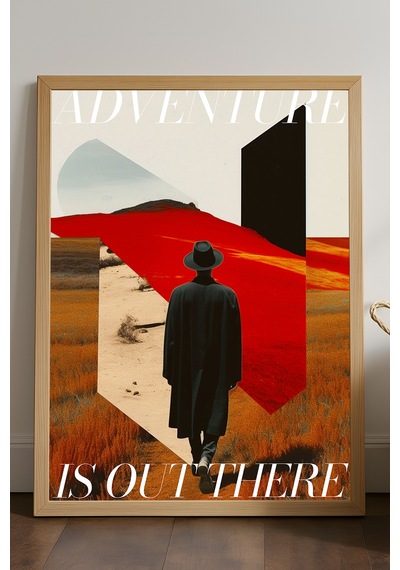Adventure Doğal Ahşap Çerçeveli Poster, Dekoratif Seyahat Duvar Tablosu
