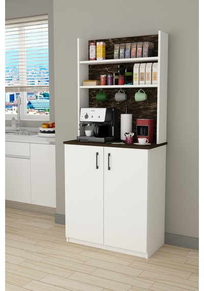 Asra Trend Kahve Köşesi KAHVE01 %100 MDF Çok Amaçlı Mutfak Dolabı Beyaz - Siyah Taş Asra Trend Kahve Köşesi KAHVE01 %100 MDF Çok Amaçlı Mutfak Dolabı Beyaz - Siyah Taş
