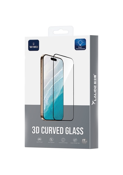 Apple Uyumlu   iPhone 16 Pro Max Wiwu Lld301 3d Curved Parmak İzi Bırakmayan Cam Ekran Koruyucu Şeffaf