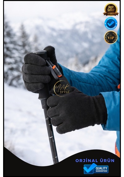Overpet Outdoor Polar İç Eldiven Trekking & Kış Kullanımı, Sıcak Tutan Hafif Siyah Eldiven Siyah