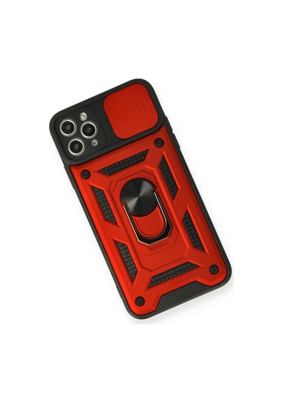Newface Apple iPhone Uyumlu 11 Pro Max Kılıf Pars Lens Yüzüklü Silikon Semeglbl - 64 - Kırmızı