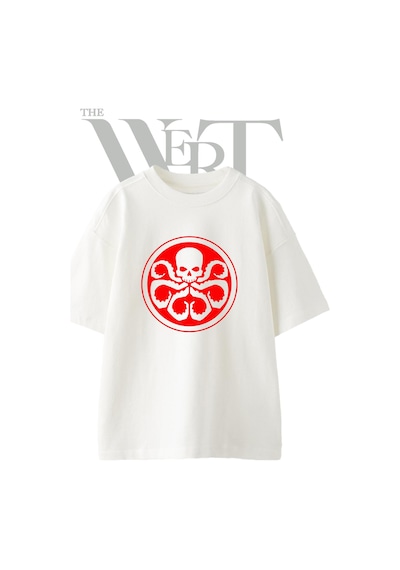 Thewert Marvel Hydra Tasarım Baskılı Ünisex Beyaz Oversize T-shirt