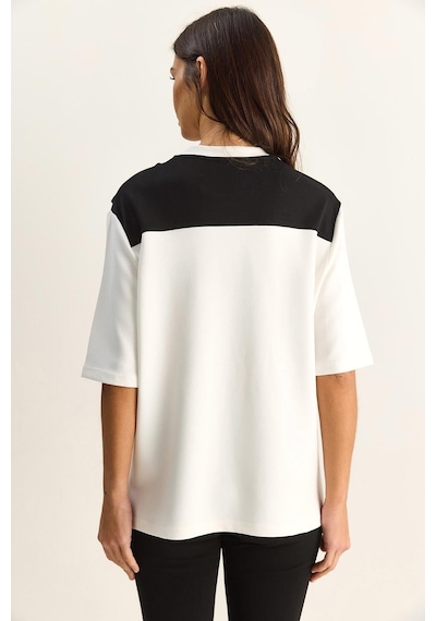 Shade Kadın Şal Detaylı Oversize Basic T-shirt 1094 60286118 - Beyaz-siyah Beyaz - Siyah Shade Kadın Şal Detaylı Oversize Basic T-shirt 1094 60286118 - Beyaz-siyah Beyaz - Siyah