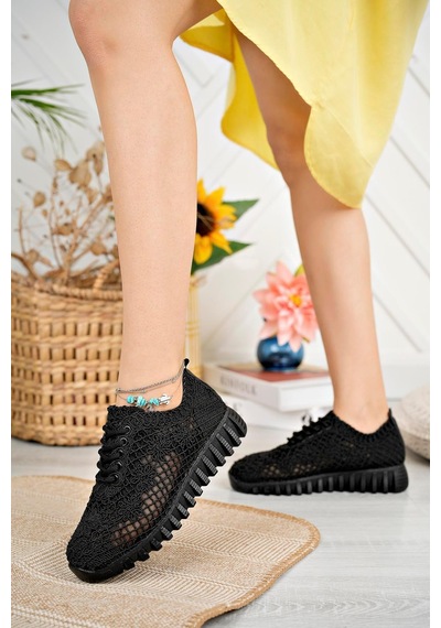 Aymood Örgü Desenli Sneakers C Siyah Tekstil Siyah