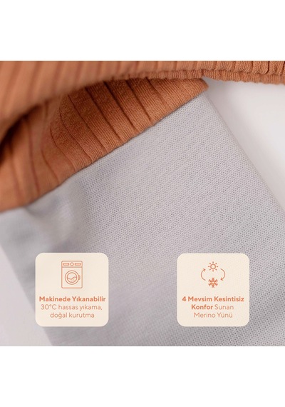 Diawoo Cocoon Walker 4 Mevsim Merino Uyku Tulumu,%100 Merino-org. Pamuk,2-7 Yaş Turuncu Turuncu