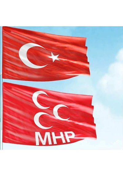 70x105 Cm Alpaka Kumaş Türk Bayrağı Ve 100x150 Cm Raşel Kumaş Mhp Bayrak - 2 Bayrak Set 1
