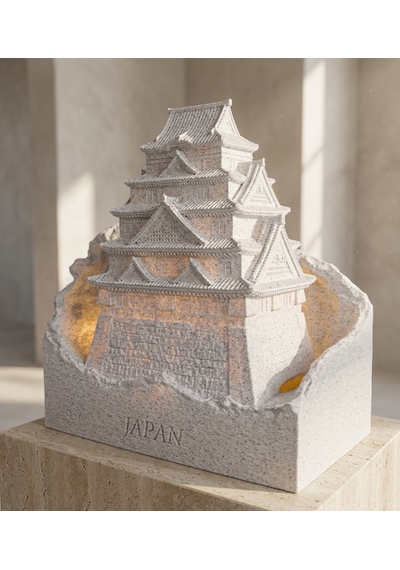 Dünya Mirasları Led Işıklı 3d Dekoratif Yapılar Koleksiyonu Himeji Kalesi Gri
