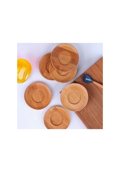 Antibakteriyel Bambu Çay Tabağı - 6'lı Set 124-Pembe