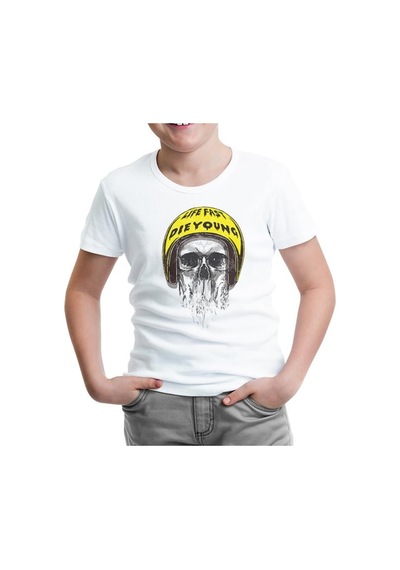 Lord Tshirt Kurukafa - Helmet Beyaz Çocuk Tshirt