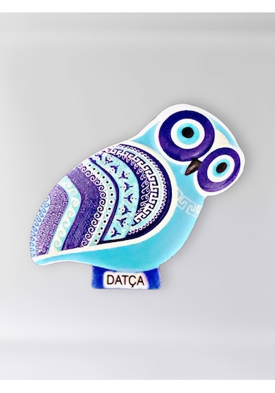 Polyester Kabartmalı Datça Baykuş Magnet 5,5 X 9 Cm Dekoratif Hediyelik Buzdolabı Süsü Kod:1842